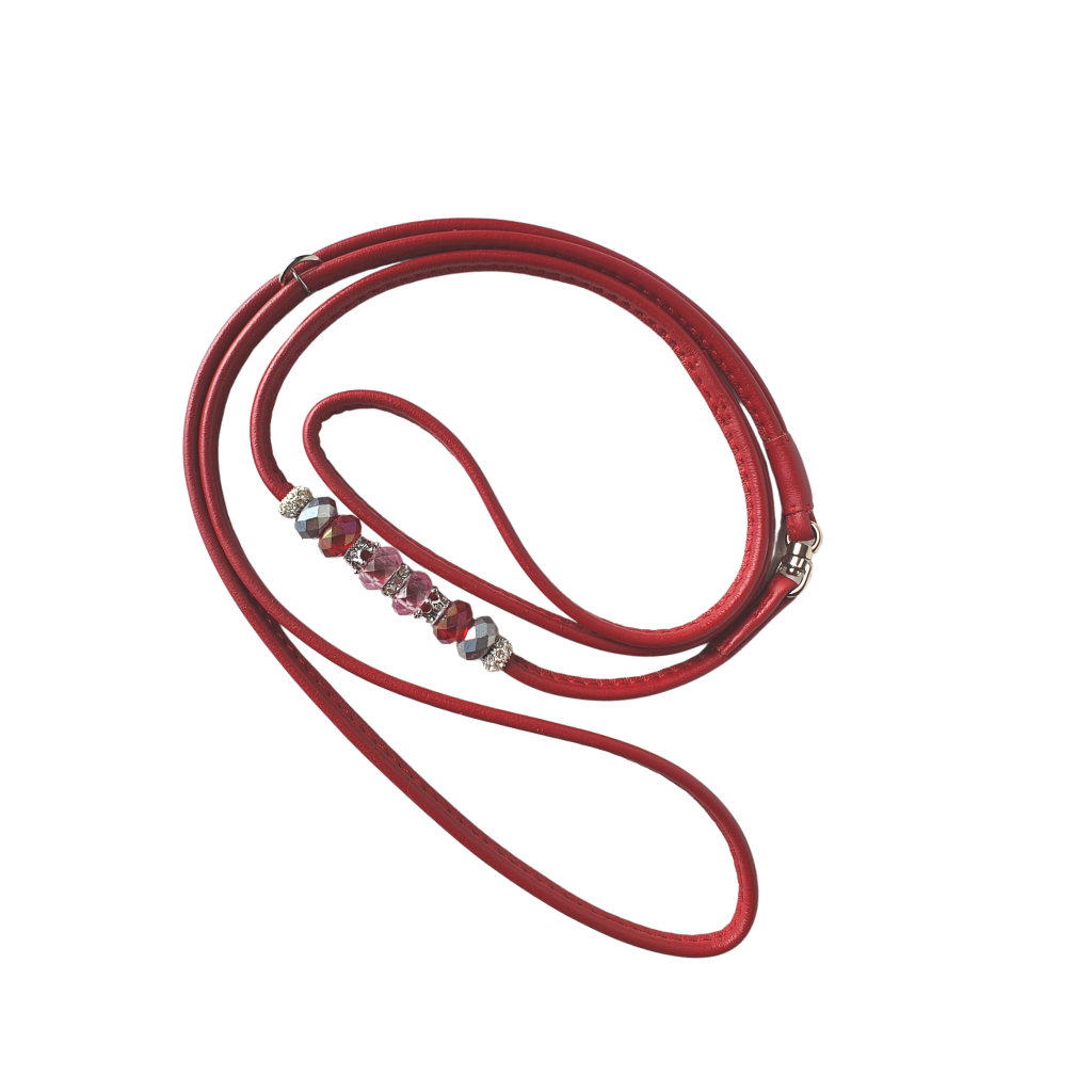 Leather Loop dogshow lead with Bling