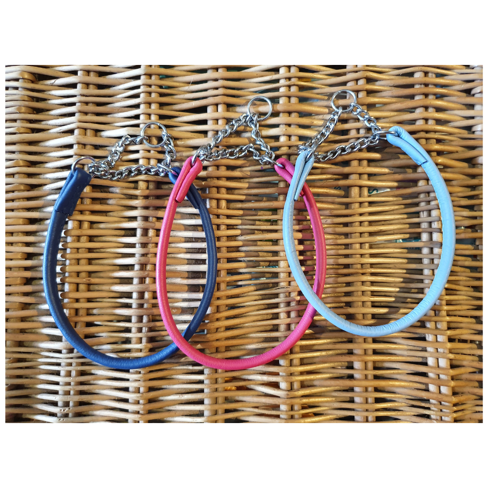 Rolled leather halfcheck collar Made in UK WoofStar Shop