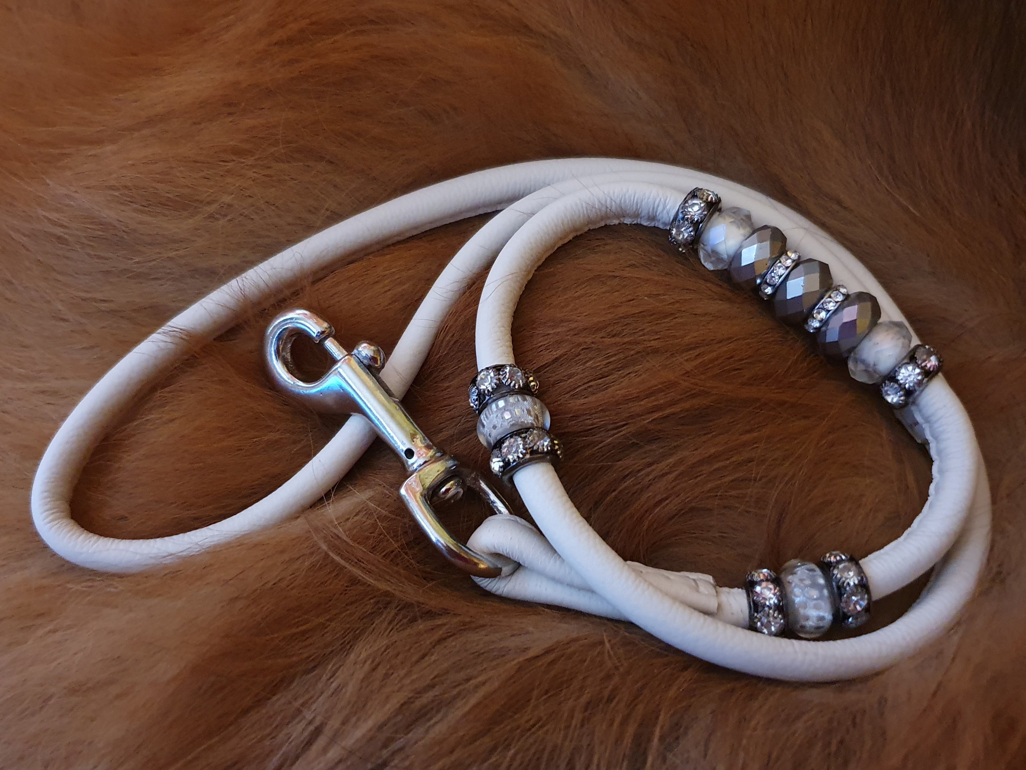 Large giant dog show lead (8mm) with bling