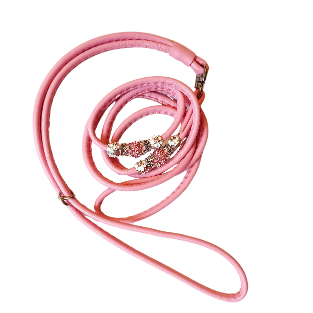 Leather Loop dogshow lead with Bling