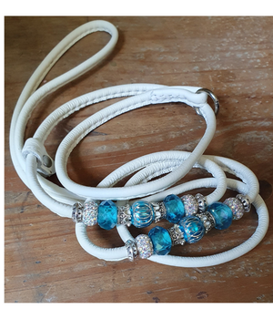Leather Dog Show Slip Lead with beads