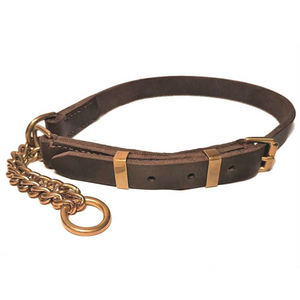 Adjustable half check collar 1' wide - soft leather