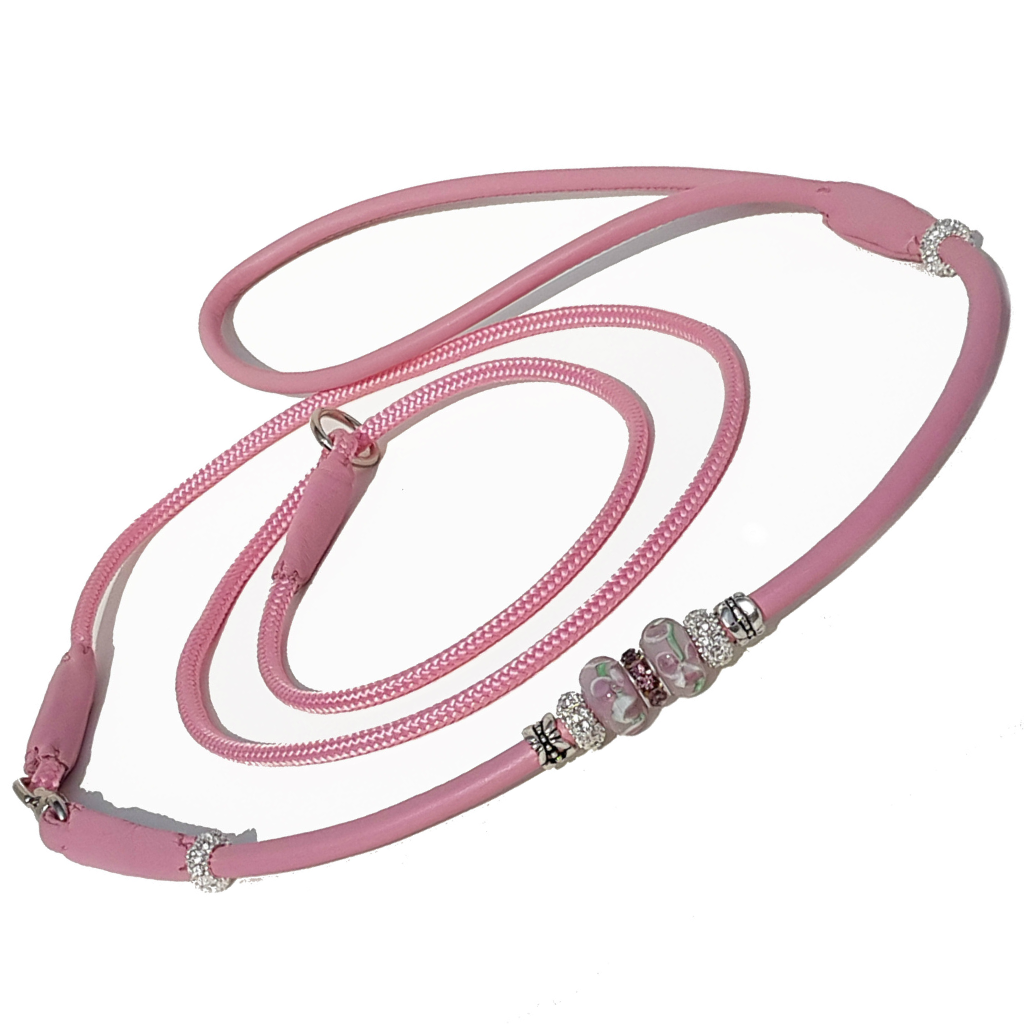 Leather and cord slip show lead with Bling