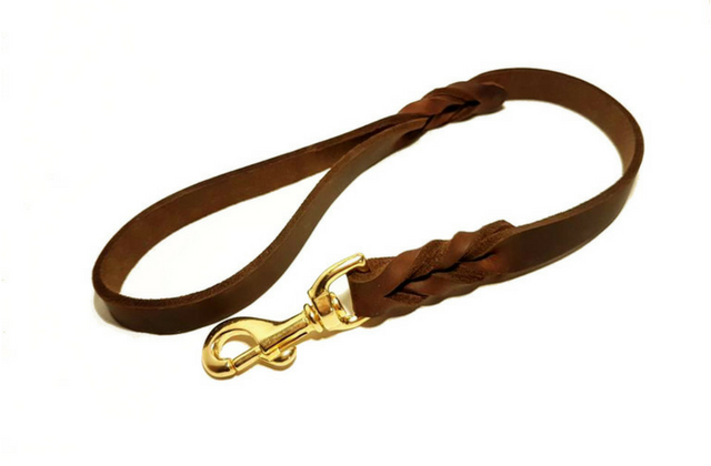 Short leather dog lead deals