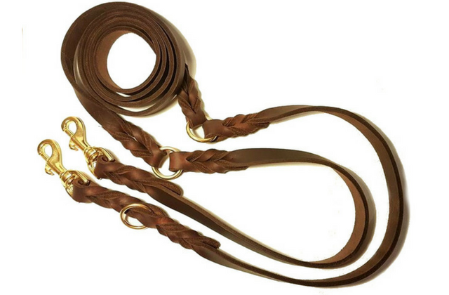 Double ended dog lead - Soft leather