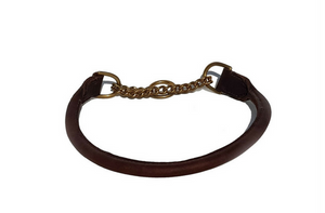 Rolled leather half-check collar - NICKEL