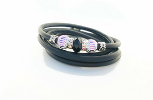 Bling Leather dog show lead (Nickel/silver bling)