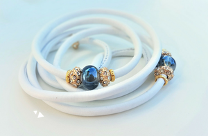 Bling Leather dog show lead (Nickel/silver bling)